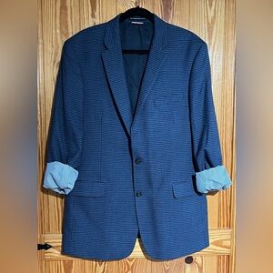 NEW Tommy Hilfiger Blue & Black Gingham Check 2 Vent Sport Coat Blazer Stretch